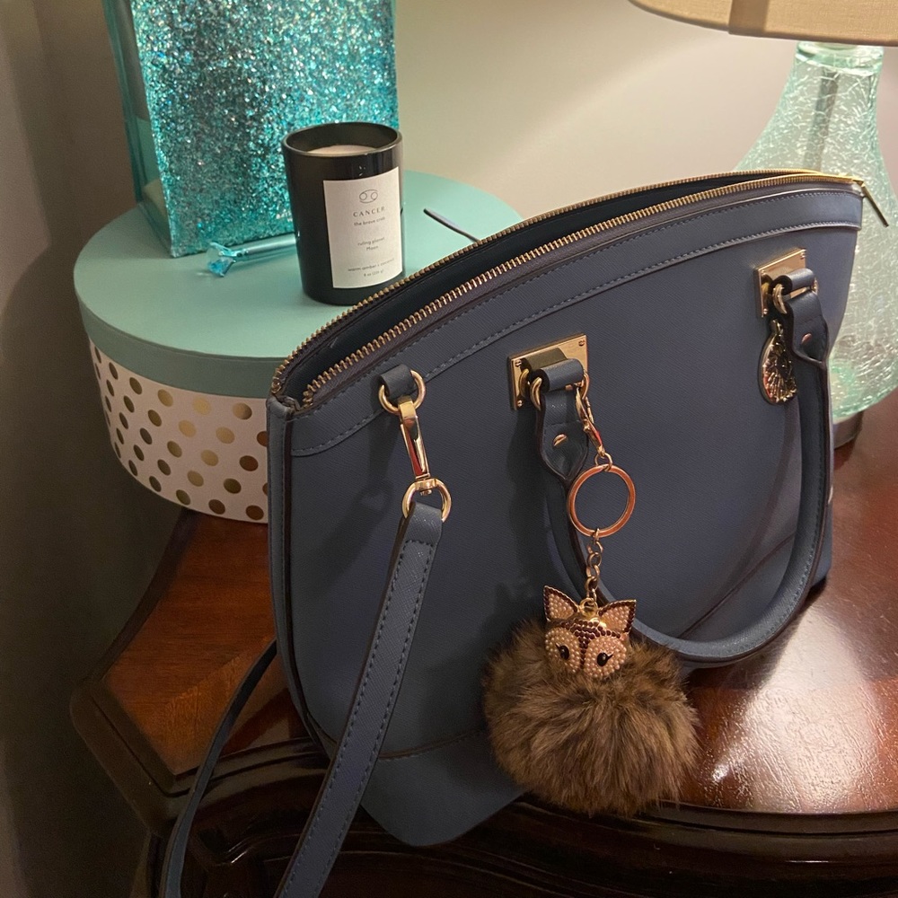 Blue  Medium Sized Handbag with Strap